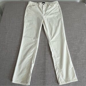 Talbots Velveteen Straight Leg Pants Women’s 14 Ivory Cream High Rise Stretch